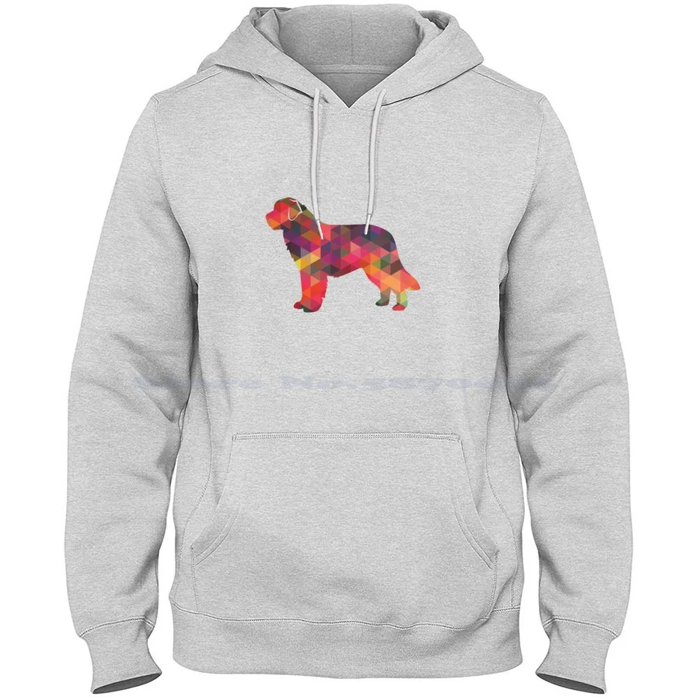 Newfoundland Dog Breed Geometric Pattern Silhouette Multi 100% Cotton Hoodie Breed Collection Tripoddog Newfoundland