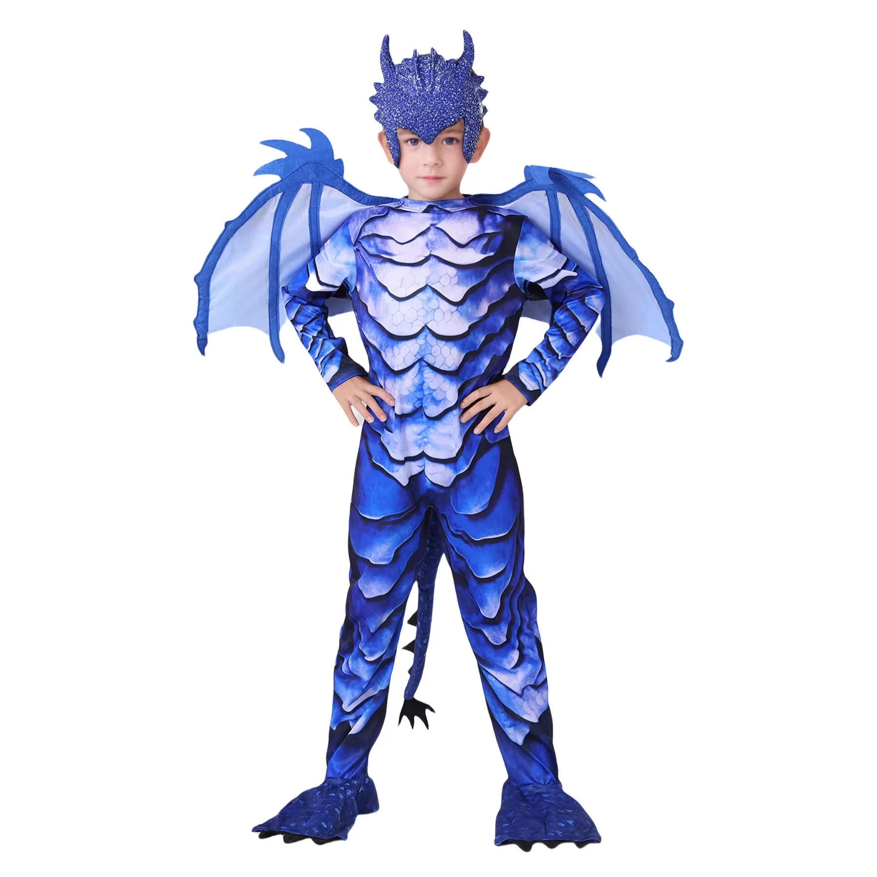 Ice Dragon Costume for Kids Frost Dragon Knight Dinosaur Cosplay Performance Outfit