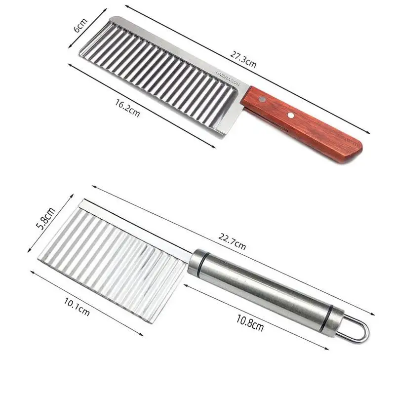 👶Stainless Steel Crinkle Cut Potato Slicer Wavy Blade Cutter Potato Chopper For Vegetable Chip Making Kitchen Cooking Tool