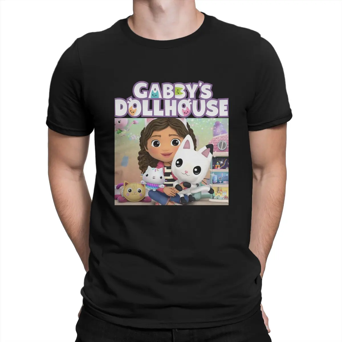 Poster Men T Shirt Gabby's Dollhouse Novelty Tees Short Sleeve Round Neck T-Shirts Cotton Summer Tops