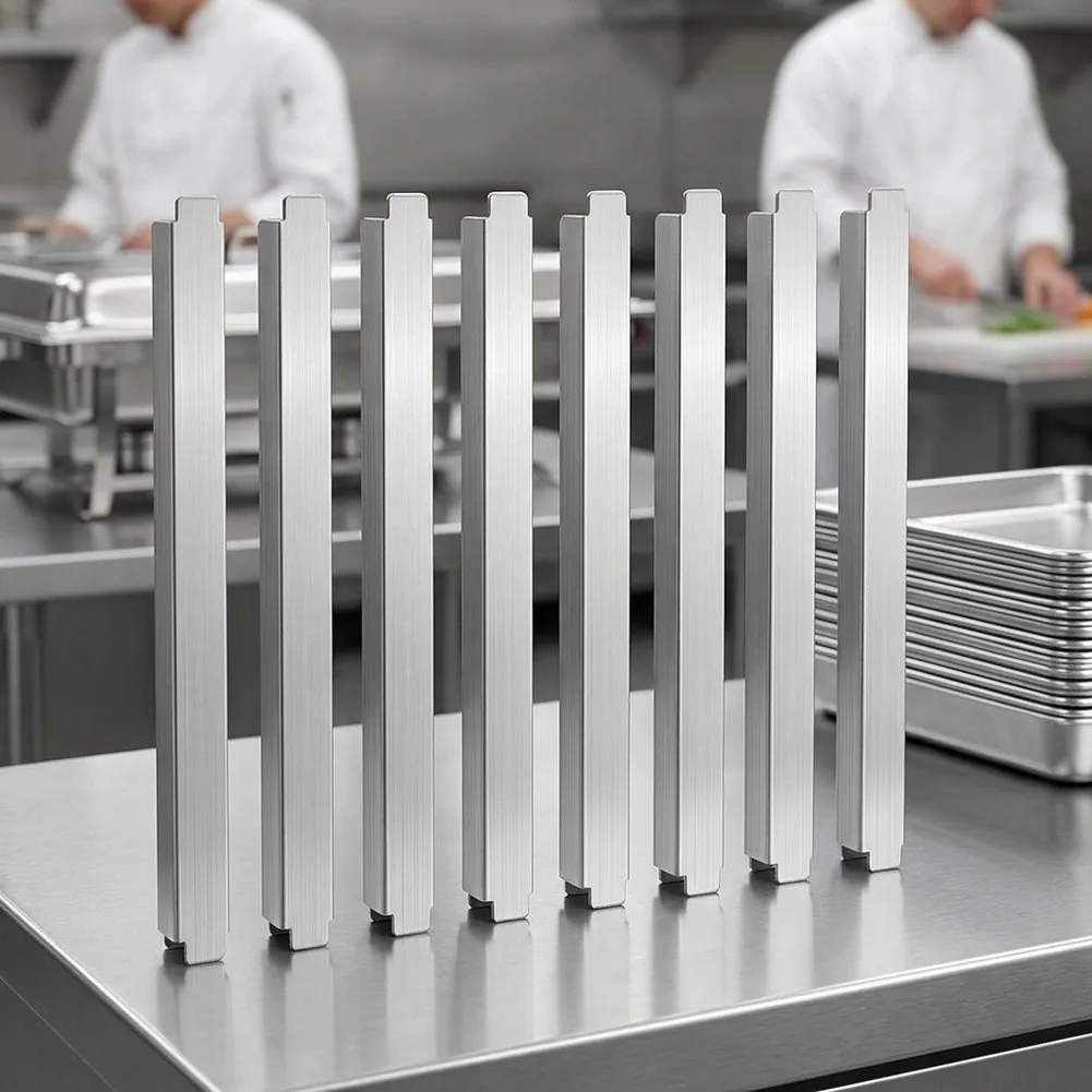 8 Pieces Stainless Steel Adapter Bars for Food for service Dividers Fit Standard 12-Inch Steam Table and for hotel Pans