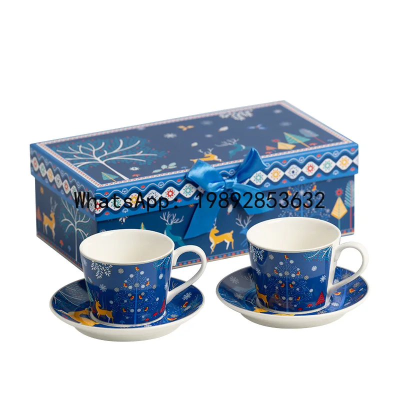 PYJ1  simple coffee ceramic gift box set, high-end gift box for giving away retro cups and saucers --4 pcs