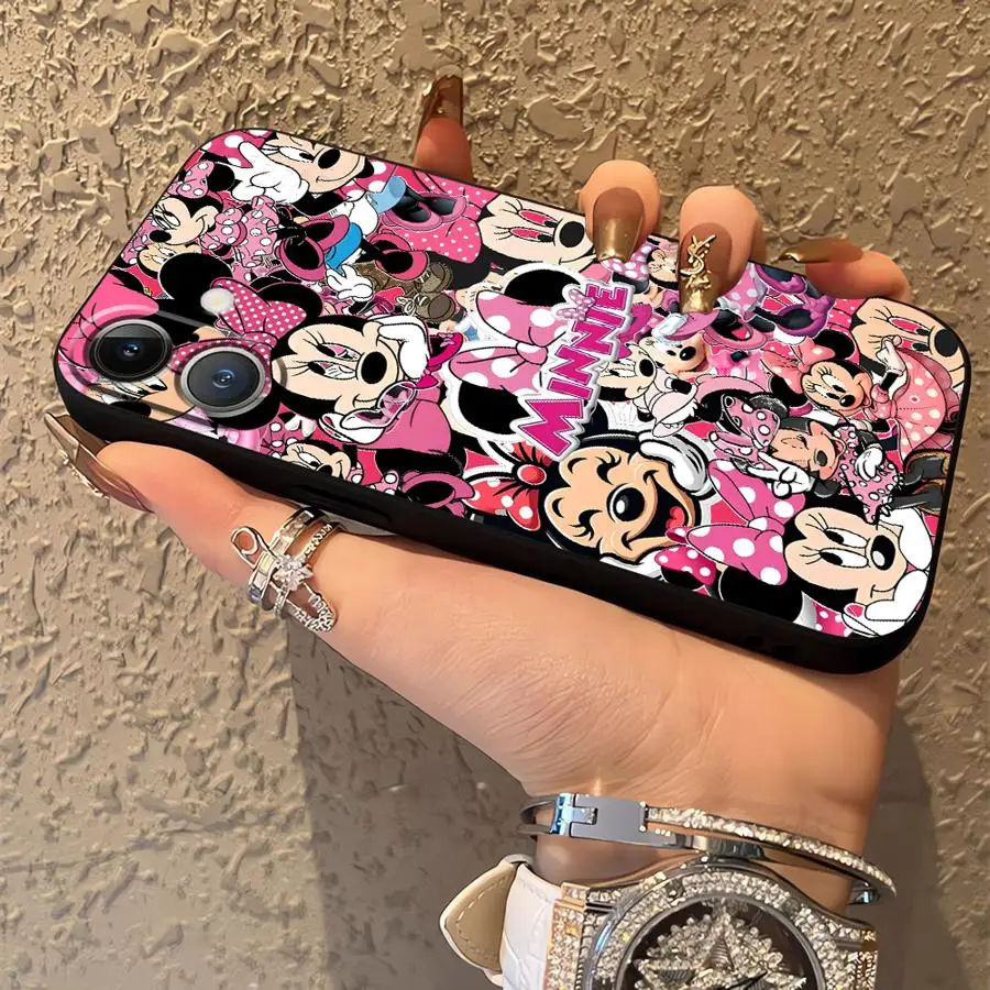 Disney Super Cute Cartoon Minnie Soft Back Phone Cover Case for iPhone X XS XR 17 16 Pro Max 14 15 Plus 13 Mini 17Air 7 8 SE 12
