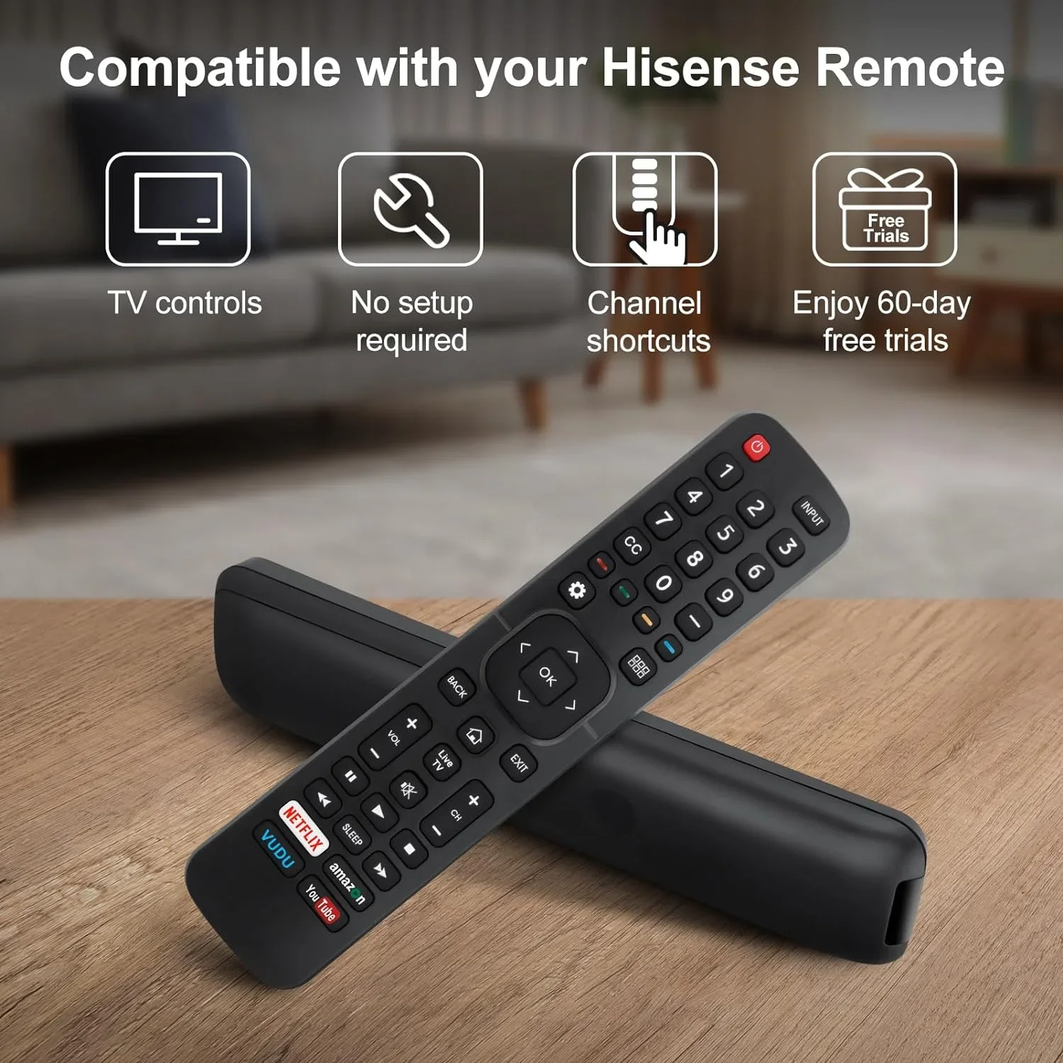 

Infrared Remote Control Compatible with All High-definition UHD Android Smart TVs Hisense TV EN2A27 Replacement Shortcut Buttons