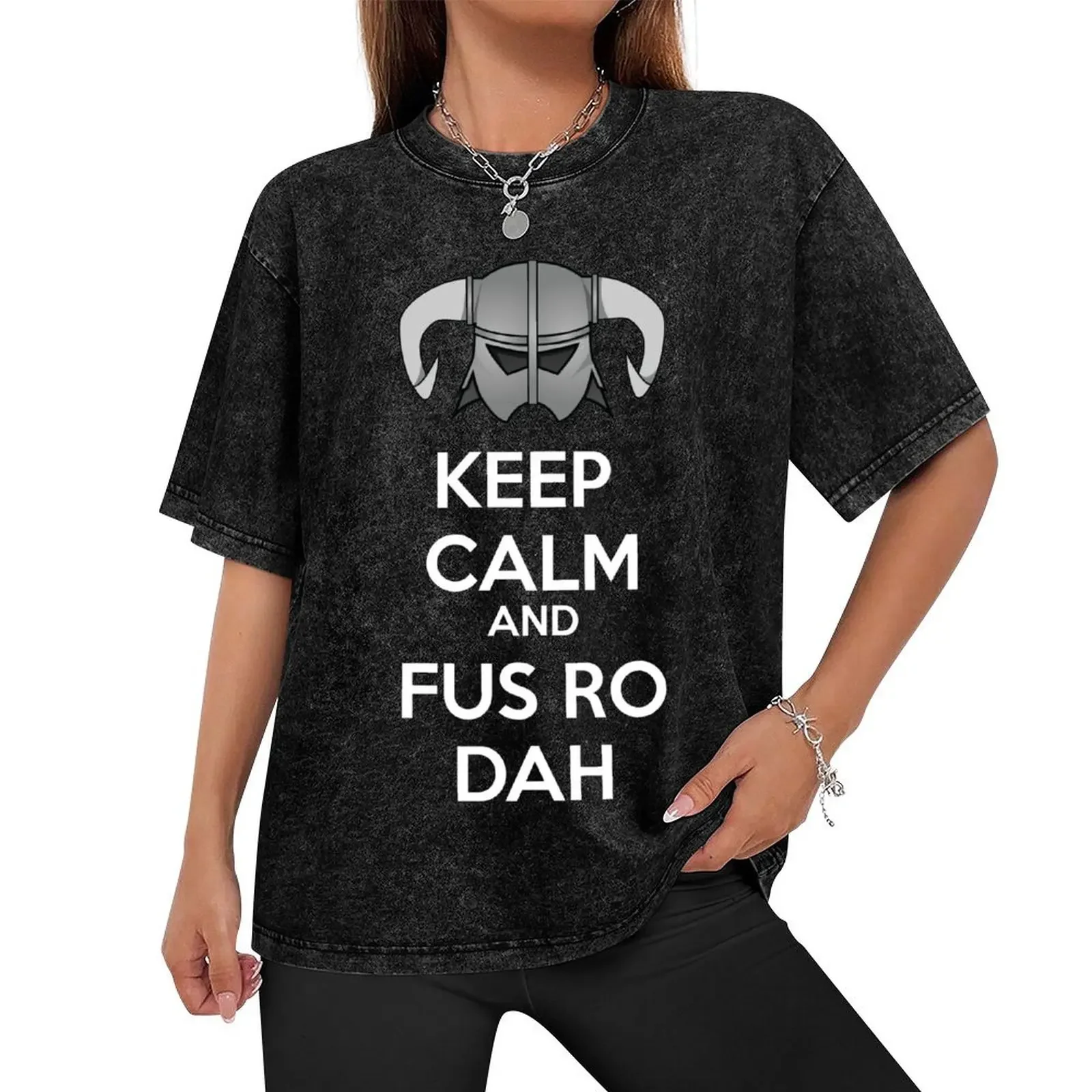 Keep Fus Ro Dah T-Shirt baggy shirts tees Blouse mens t shirt