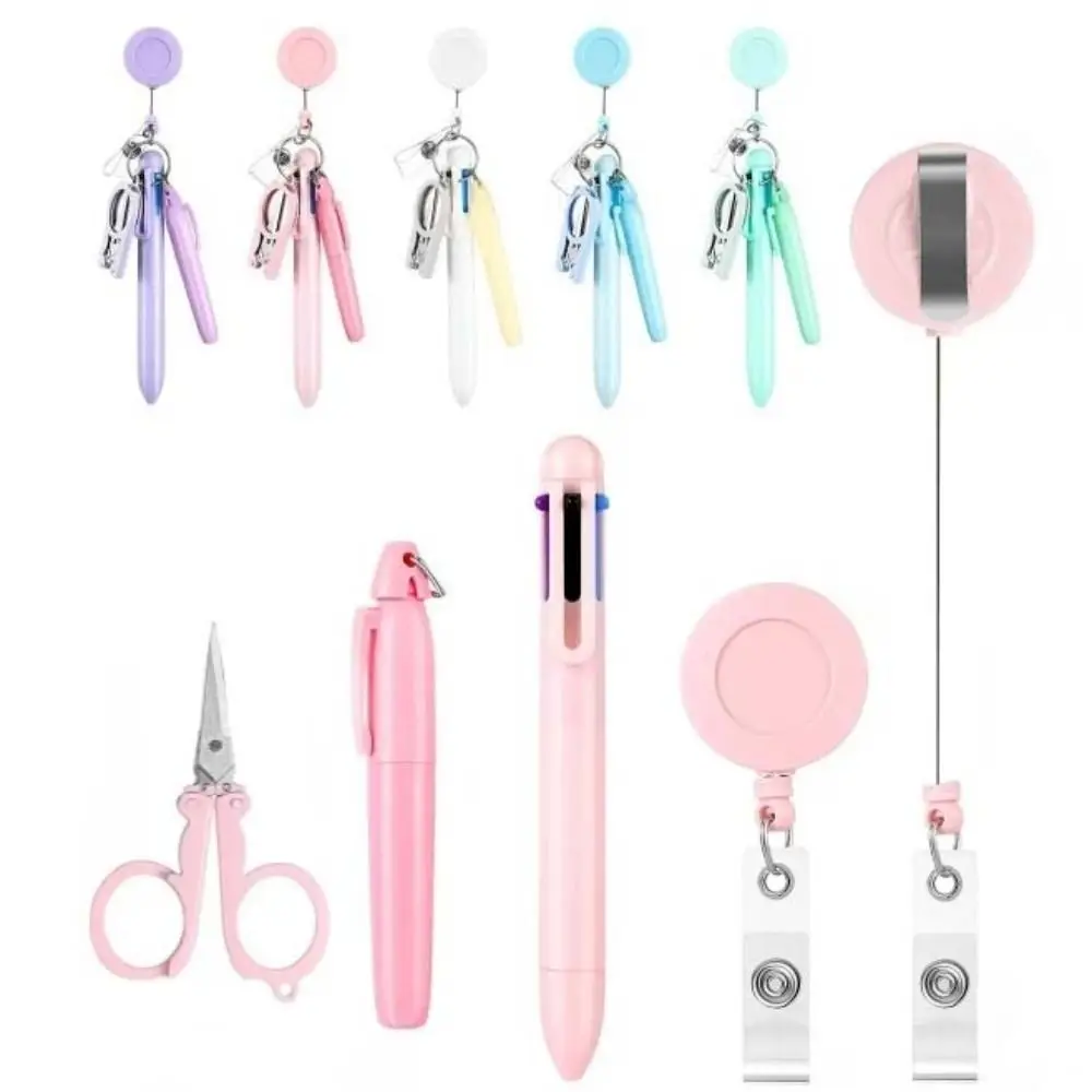 

Buckle Clip Retractable Nurse Pen Badge Holder Highlighter Nurse Ballpoint Pen Multifunctional Lightweight Nurse Ball Pen