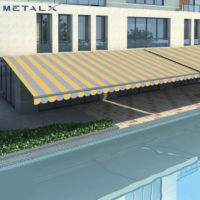 

Heavy Duty Aluminum Retractable Electric Awning Outdoor House Shade RV Side Awning with LED Lighting
