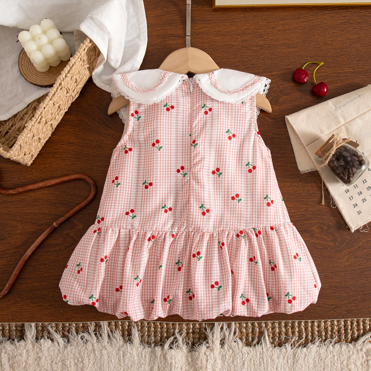 Summer New Plaid Cherry Baby Girl Dress Cute Bow Children'S Clothing (6 Months -3 Years Old) 3