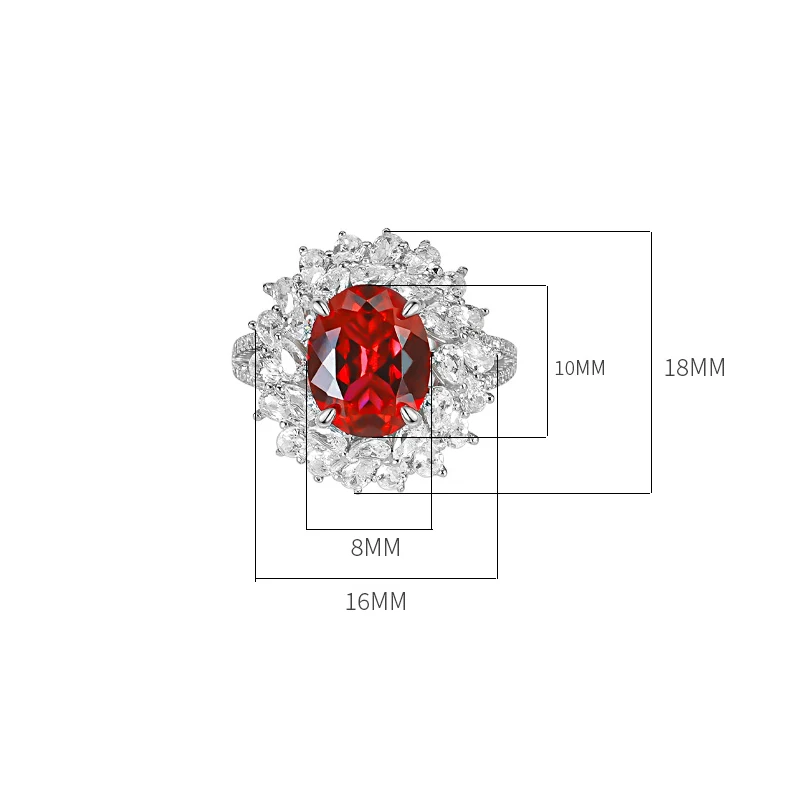 Cincin batu permata berwarna Premium Rubi buatan 100% cincin emas 9K 100% 18K