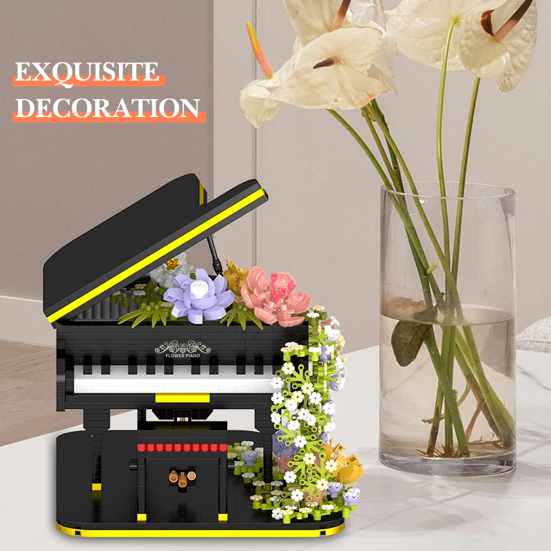 Micro Piano Building Block Toy Eternal Life Flower Bouquet Toy Ornament Decor Romantic Brick Creative Plant Series Toys for Kids