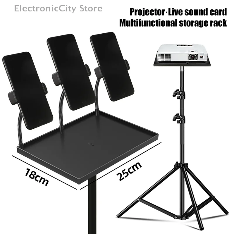 1Pc 1/4in Screw Adapter 25x18CM Projectors Tray Tripod Stand Sound Card Projectors Tray Platform Holder Black Plastic