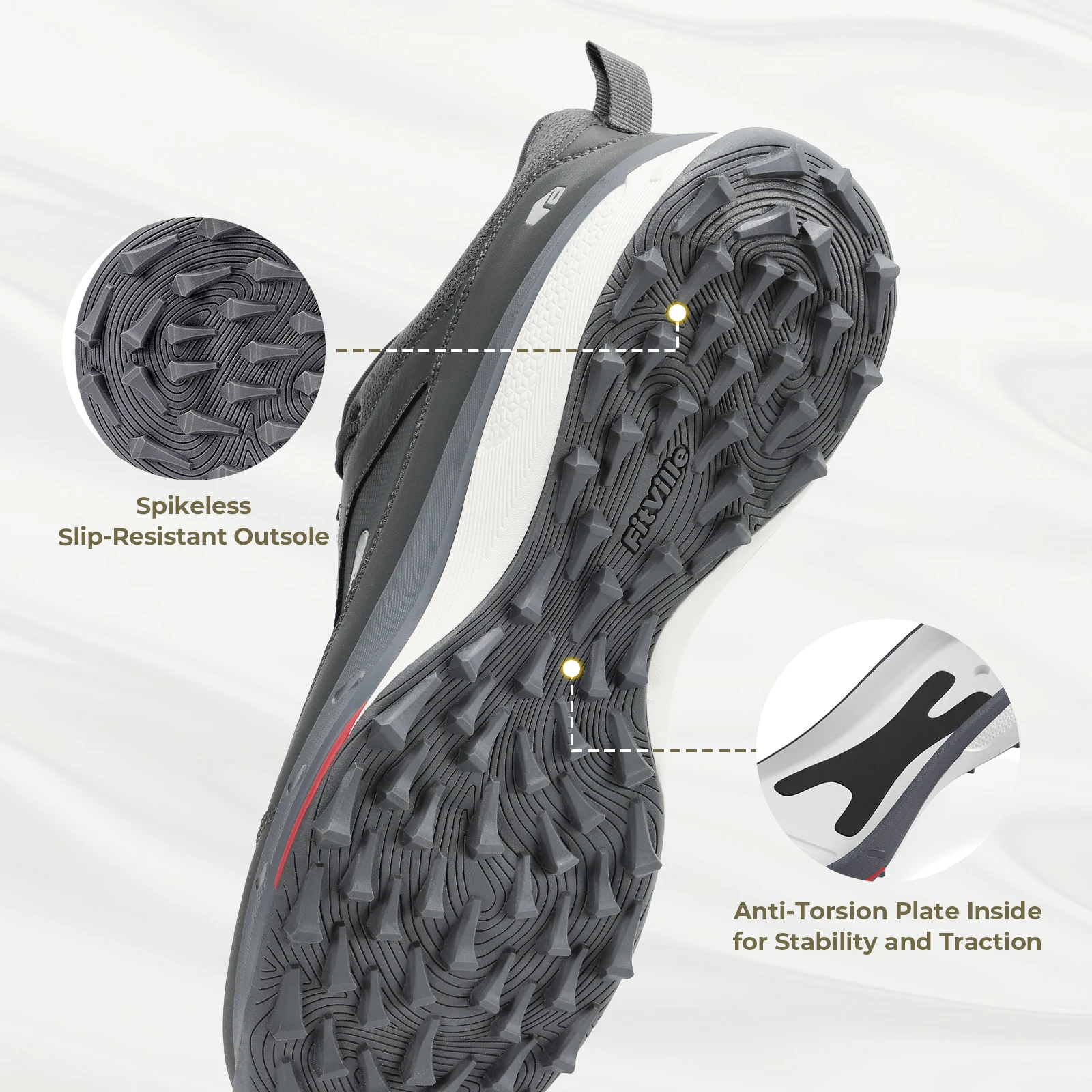 FitVille Extra Wide Toe Men's Golf Shoes Water Resistant Arch Fit Spikeless Course Trainer Shoes for Men Casual Golfer Sneakers