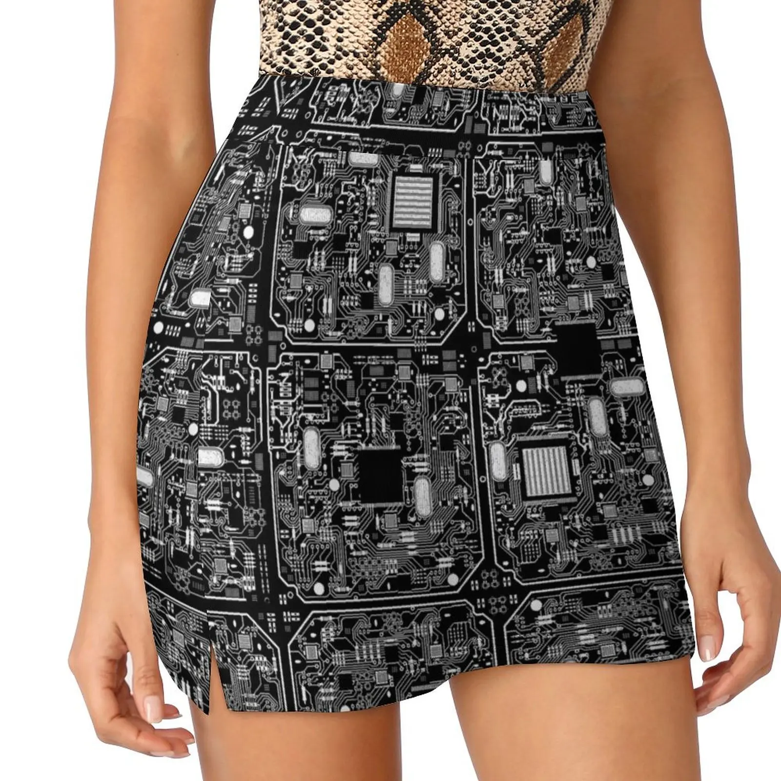 Serious Circuitry Mini Skirt cute skirt Skirt satin
