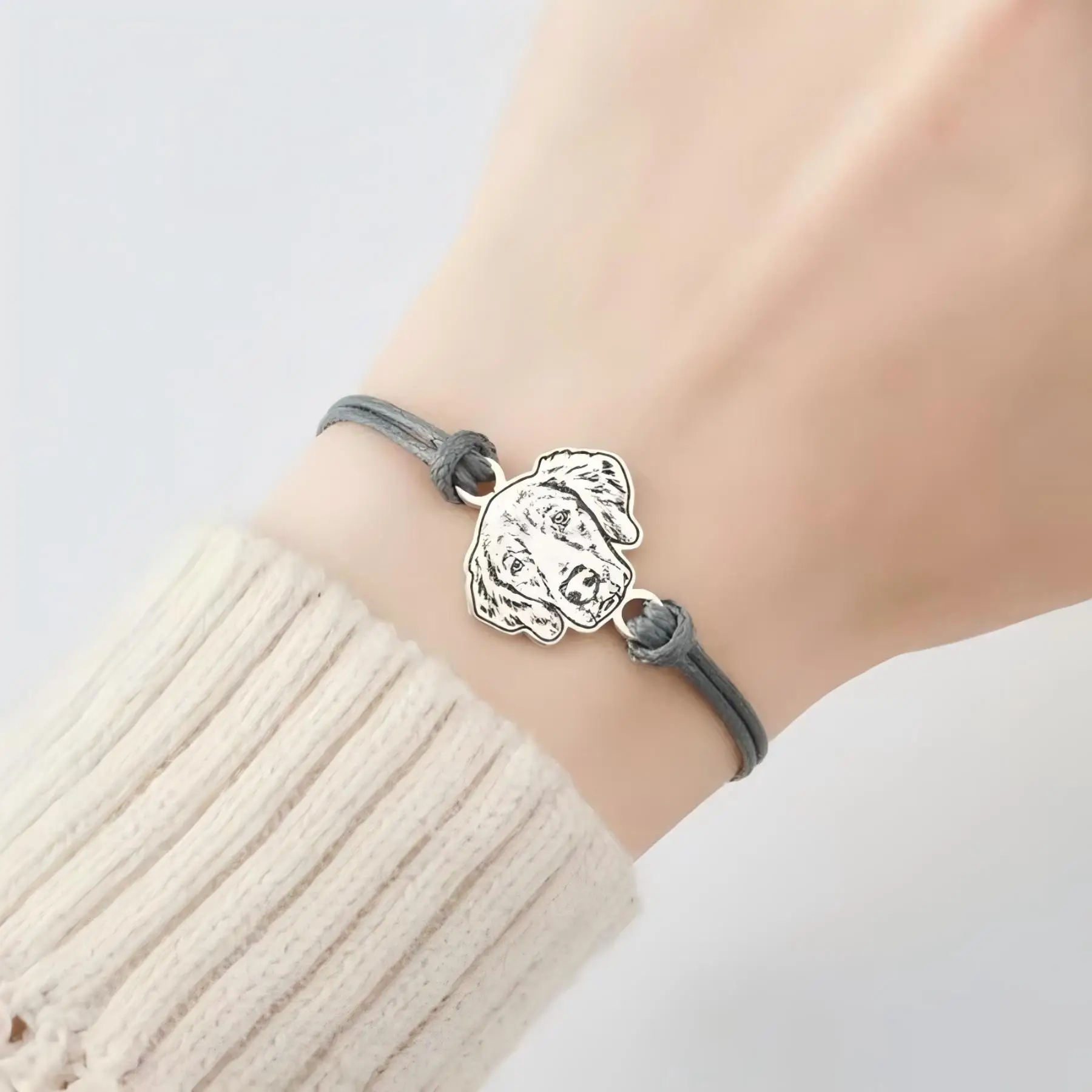 Personalisiertes Haustier-Porträt-Armband mit Hundefoto aus Edelstahl, Verstellbares Armband für Tierbesitzer und -liebhaber, Geschenk-Schmuck für Frauen – Detail 2