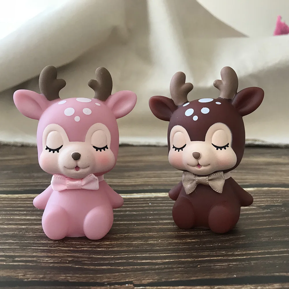 2 قطعة سيكا الغزلان كعكة الديكور naments الوردي عيد ميلاد سطح المكتب المنزل غرفة الطفل سيارة غير الصالحة للأكل ديكور المنزل هدية حلوة #5