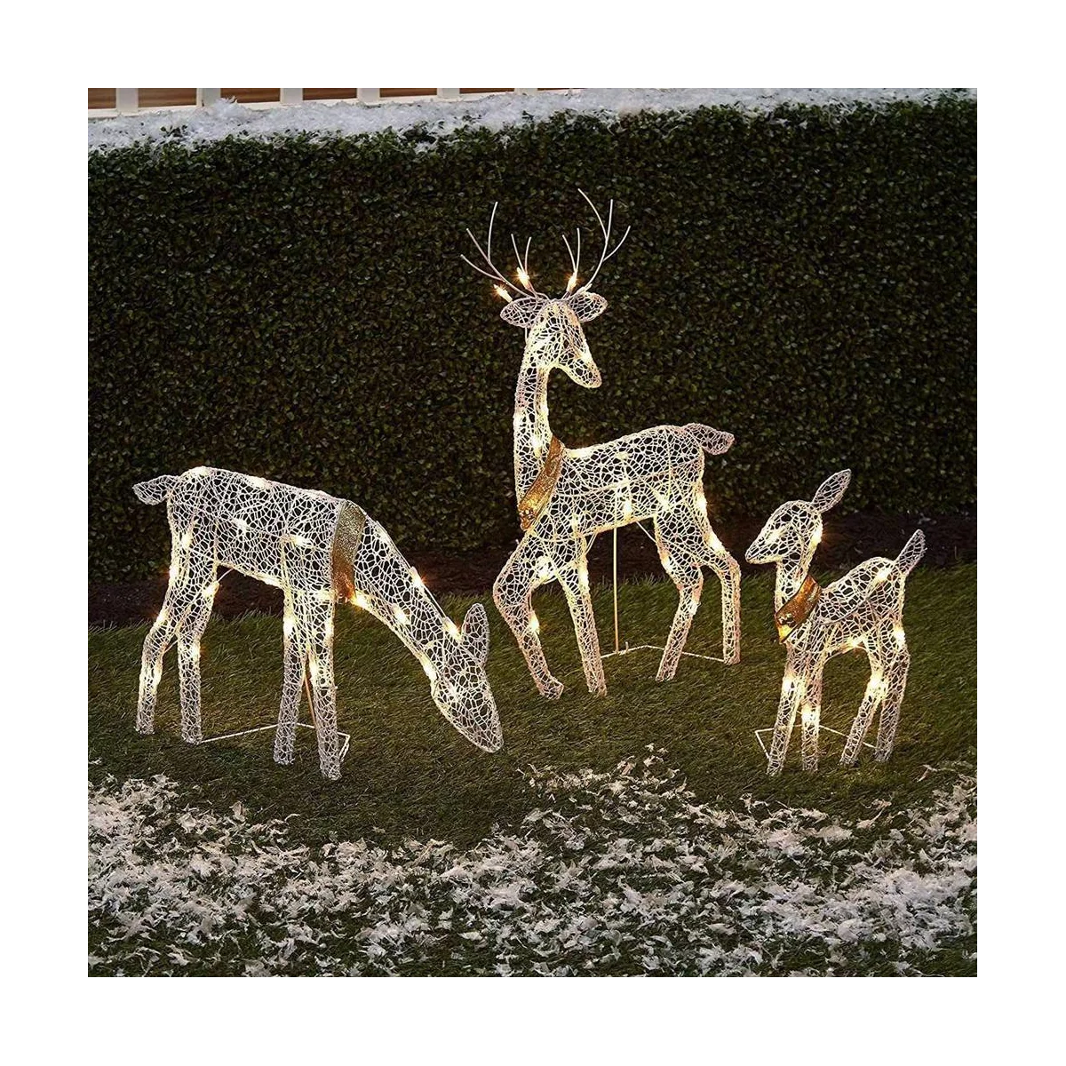 Christmas Deer Decoration Outdoor with Light Deer Family, 3-Piece Set Reindeer for Yard Patio Lawn Garden Party Decor