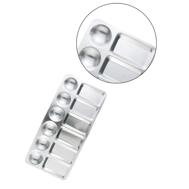 Paint Mixing 6 Well 10 Well 12 Well Paint Tray Round Sqaure Metal for Artist Watercolor Oil Painting