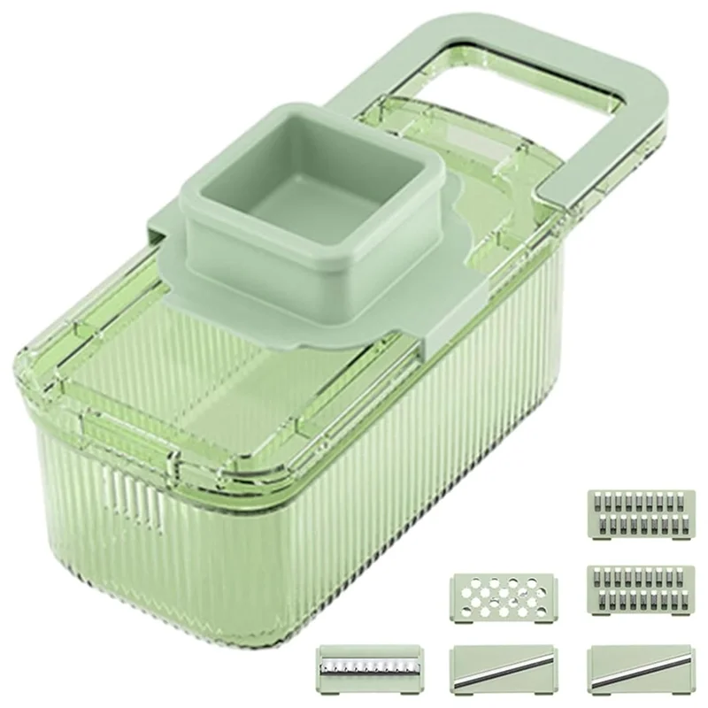 ABJY-Tritatutto per verdure Grattugia per alimenti multifunzionale 6 utensili da taglio Tritatutto per verdure rotondo con contenitore Cucina Sala da pranzo