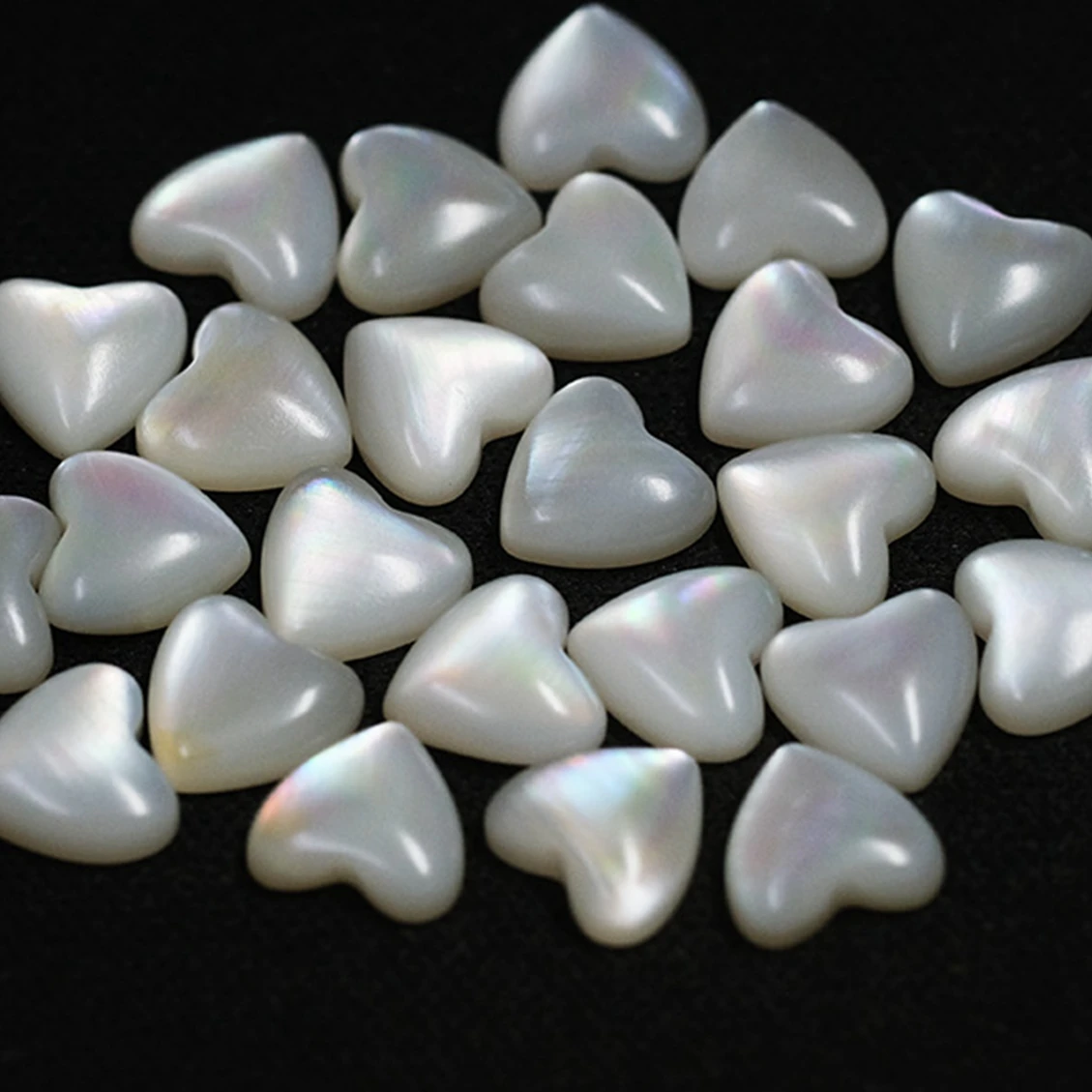 200PCS/Lot 4x4.5mm Double Flat Bottom Heart Shape Gemstone Natural White Mother Of Pearl For Jewelry Diy Accessories