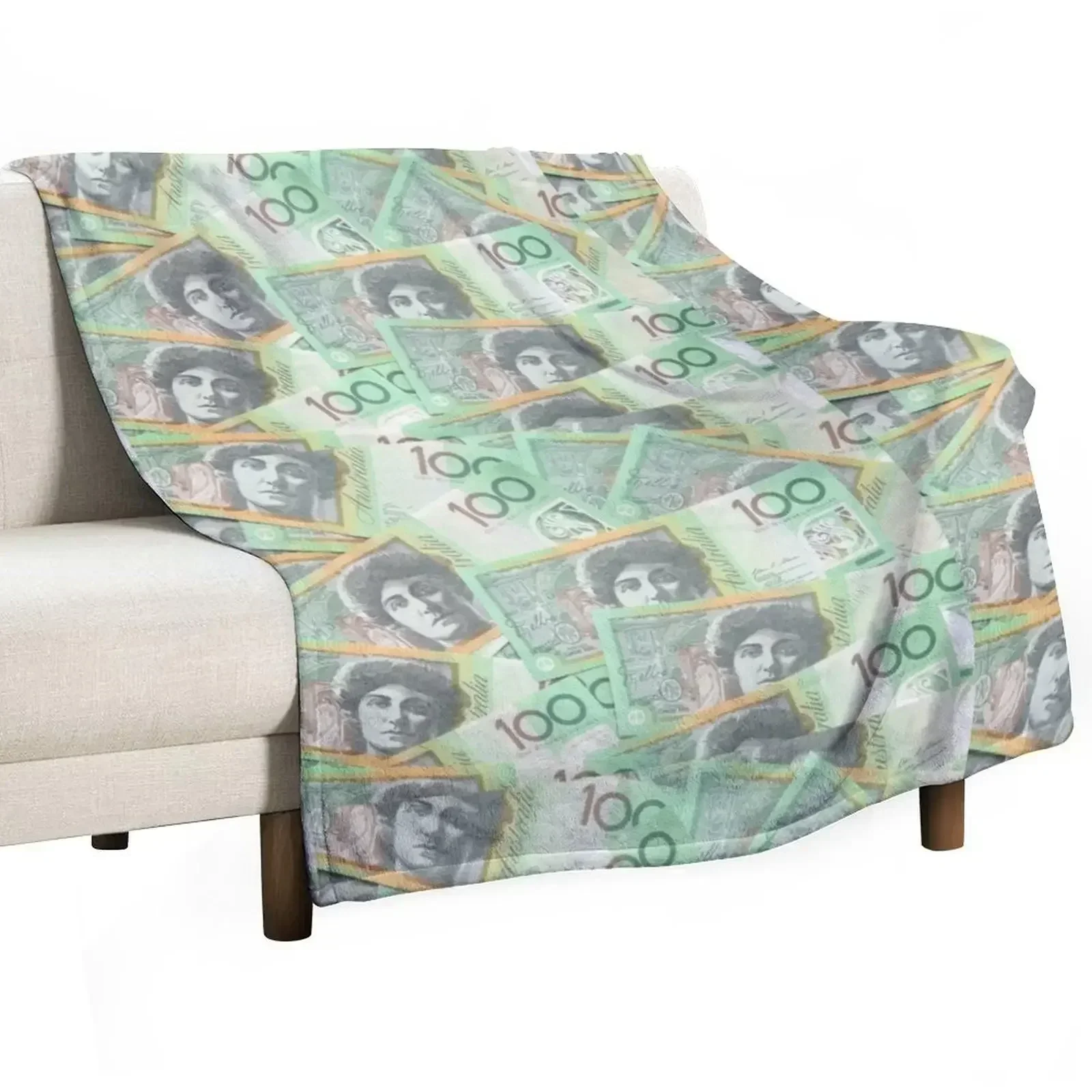 

Australian 100 dollars Throw Blanket Flannel Fabric decorative Stuffeds Camping Blankets