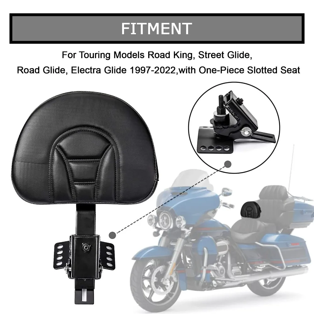 Motorcycle Adjustable Plug in Driver Rider Backrest Sissy Bar Backrest For Harley Touring Electra Road Street King 1997-2022