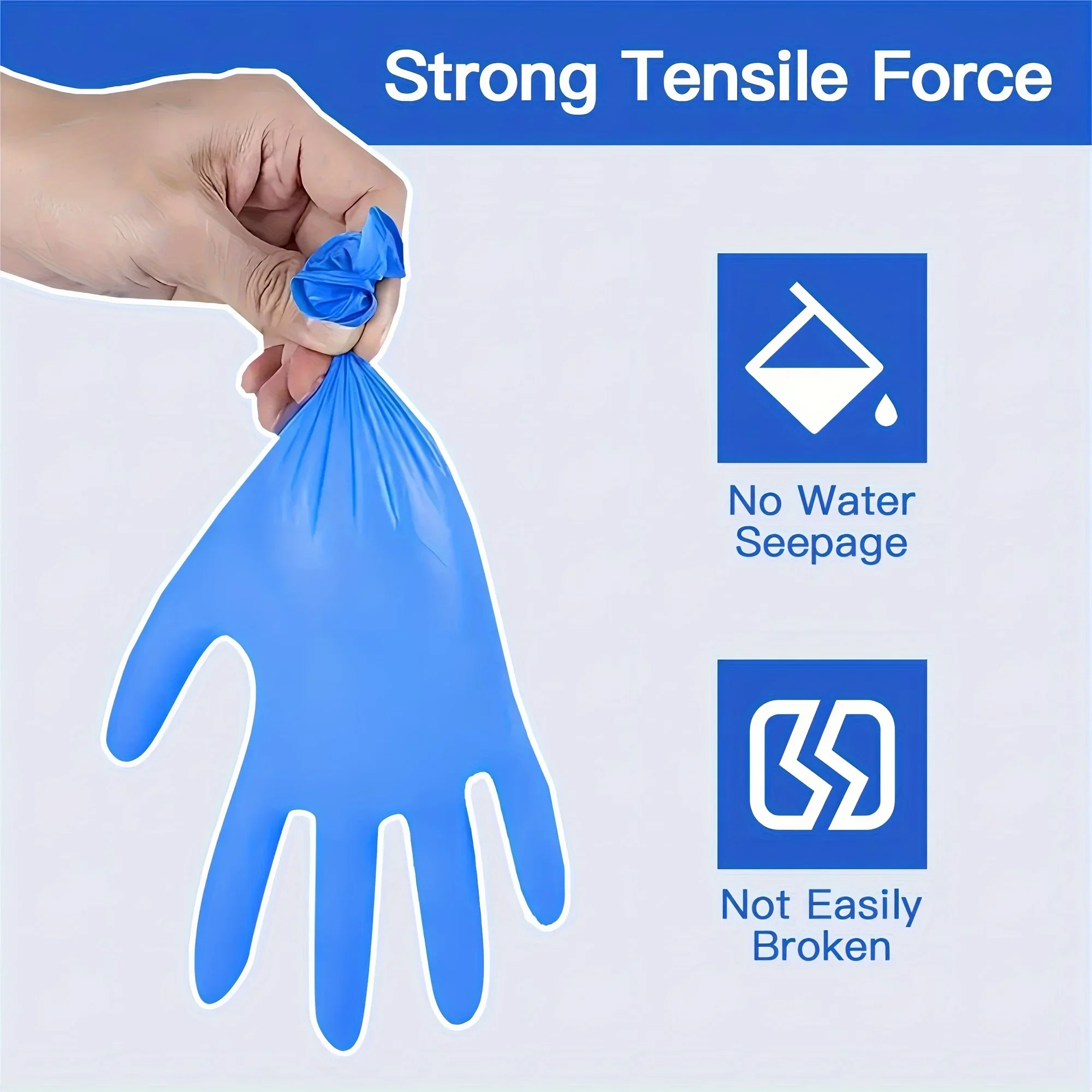 Nitrile gloves, 100 pieces of blue, disposable non sterile protective gloves, suitable for cooking, cleaning and other purposes