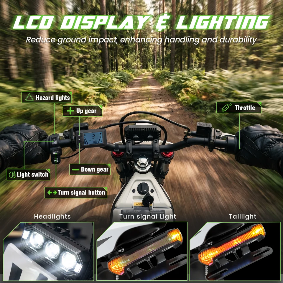 Electric Bike VIPCOO H2 3500W 48V 23AH Electric Motorcycle 12/14" Fat Tire Dirt Bike for Teenagers and Adults image 8
