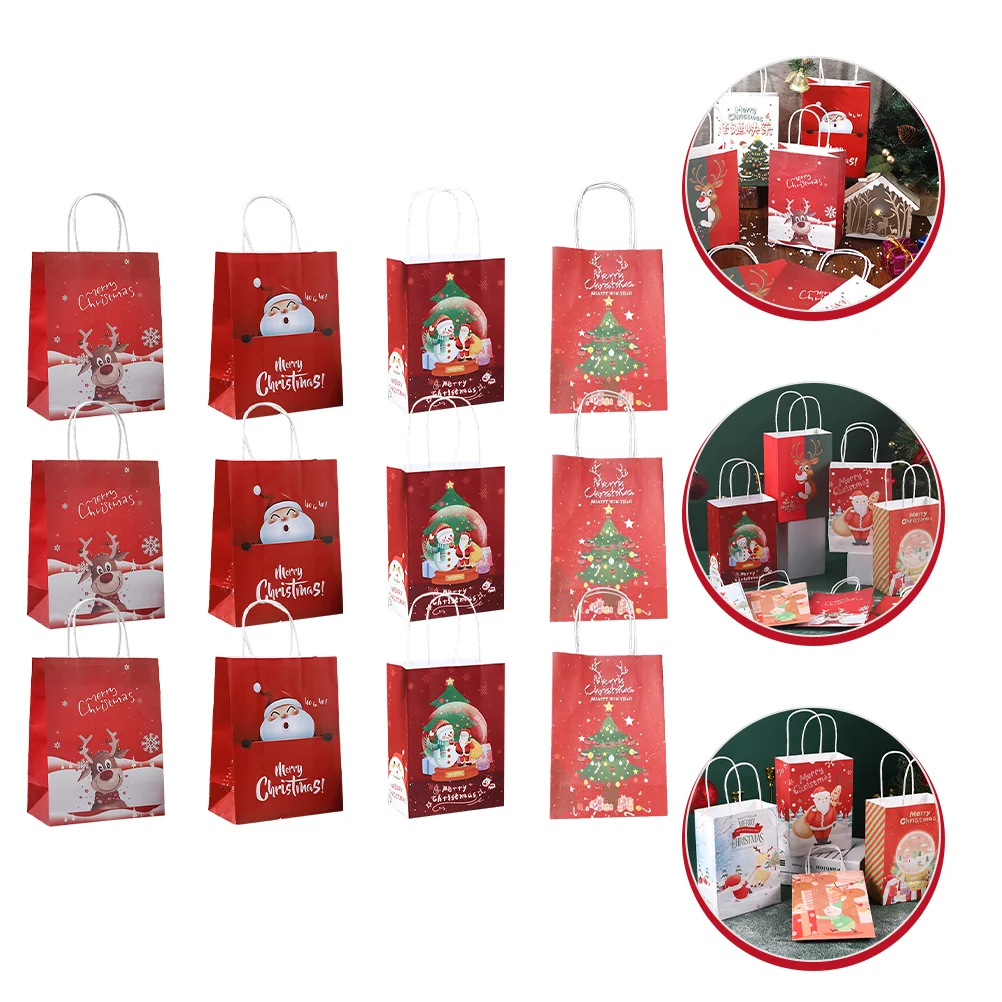 12 Pcs Gift Bag Christmas Bags Bulk Gifts for Stocking Stuffers Wrapping Supplies Medium