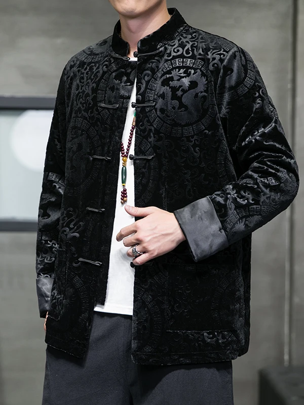 

Новое китайское длинное све с вышивкой Jaet, свободное мужское осенне-зимнее пальто на пуговицах, верхняя одежда Hanfu, молодежная мода