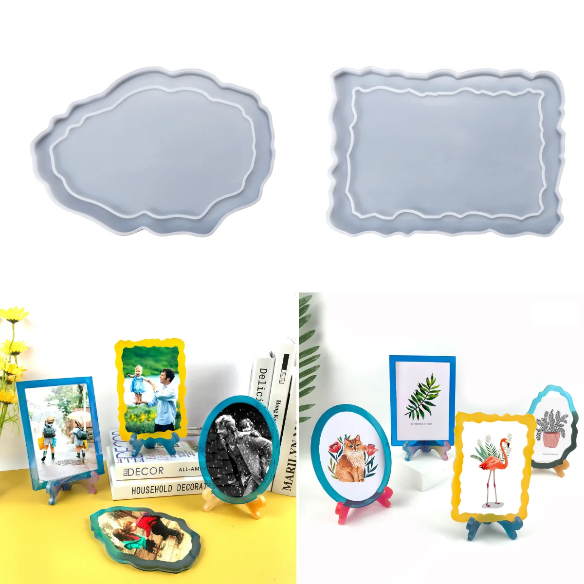 Oval Square Photo Frame Silicone Mold For Resin DIY Creative Mirror Surface Photo Frame Art Decoration Epoxy Resin Mold