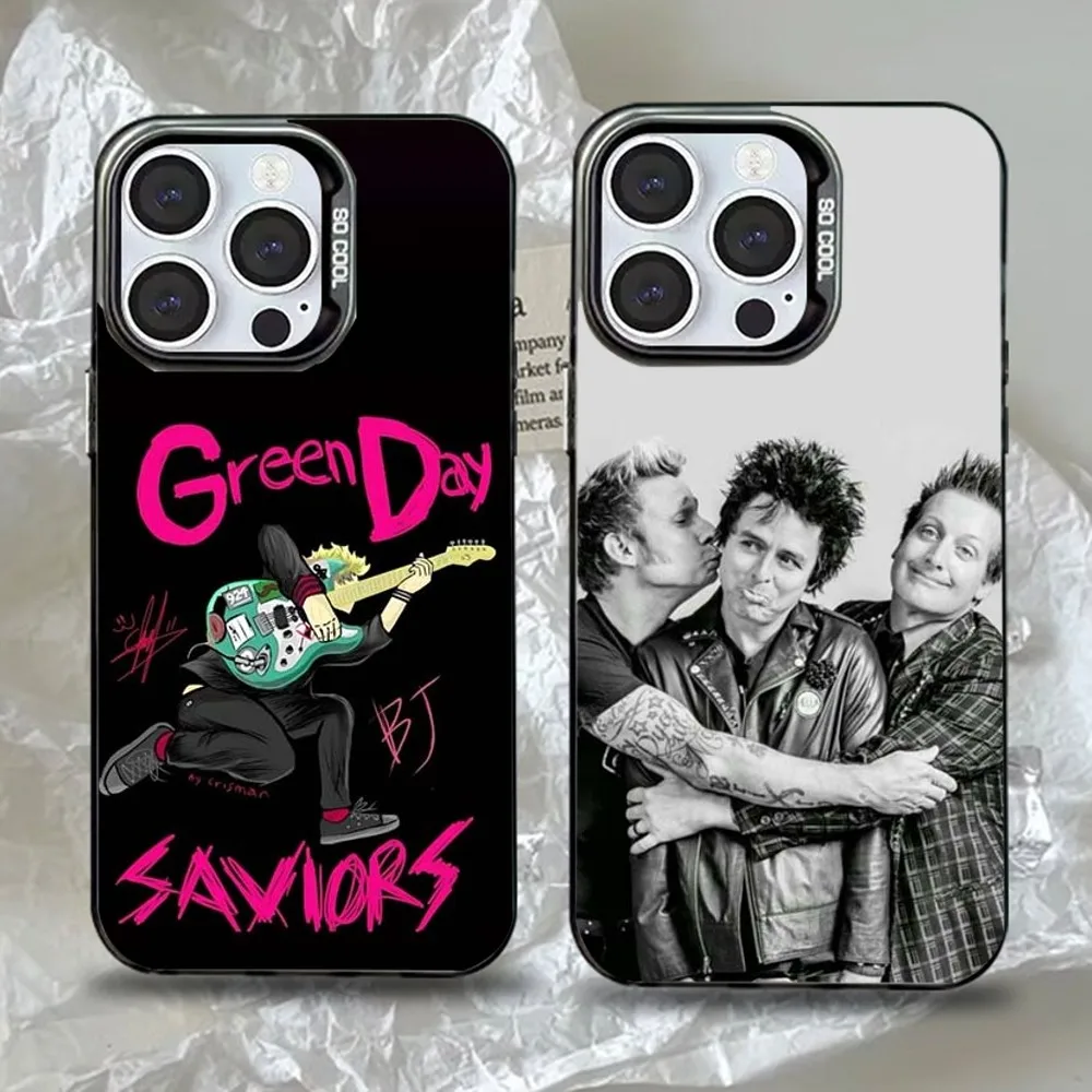 

G-Green Day Band Phone Case For iPhone 16,15,14,13,12,11,Pro,Max,Plus,Mini,XS,SE Anti Fall Black Matte Hard Bumper