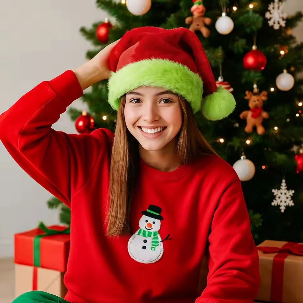 Red Santa Hat Eye-Catching Santa Claus Hat Christmas Hat Reusable For Christmas Party Family Gathering New Year Celebration