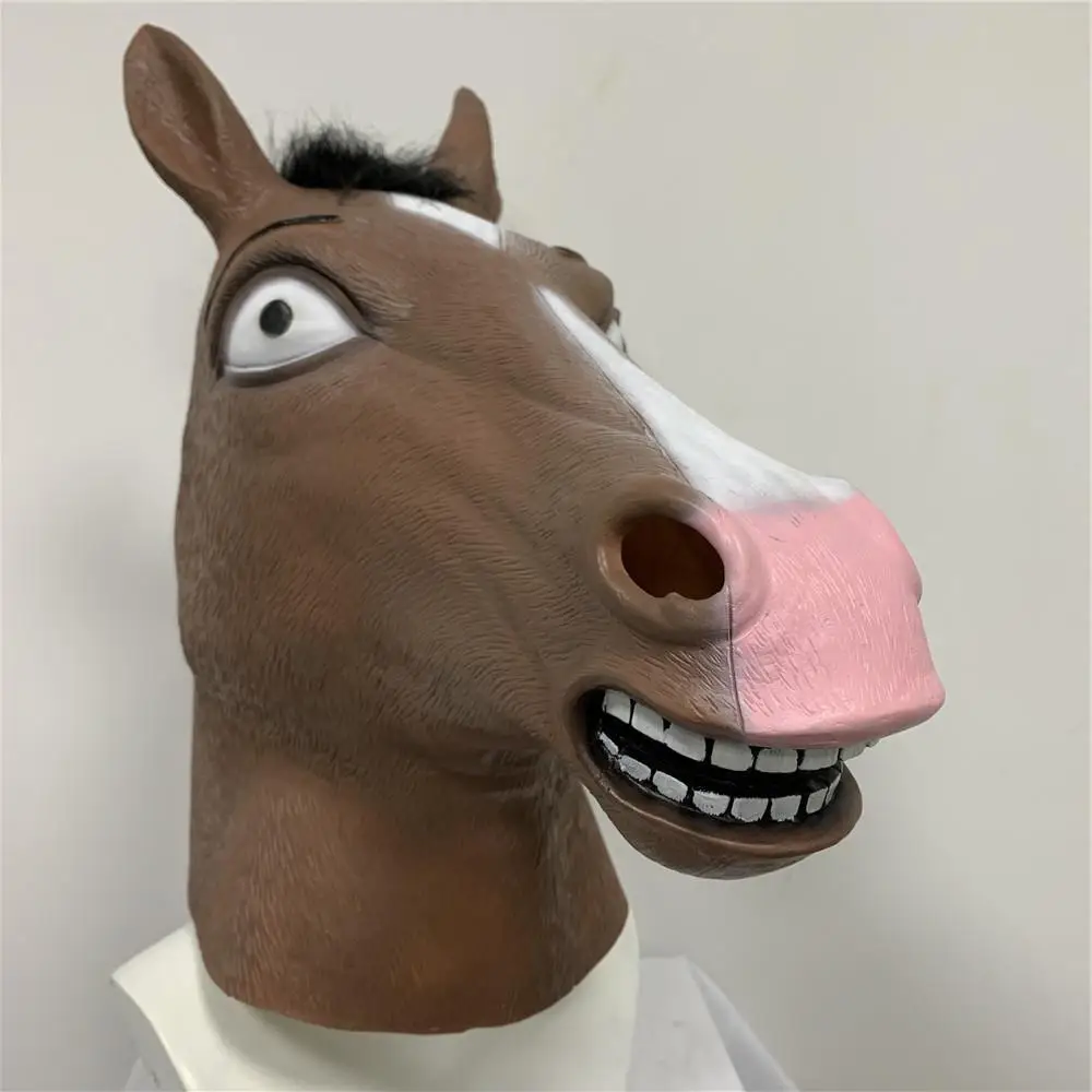 Lustige Pferdemaske für Erwachsene, realistische Tier-Vollgesichtsmaske aus Latex, Accessoires für Kostümpartys, Bühnenshows und Fotoboxen – Detail 4