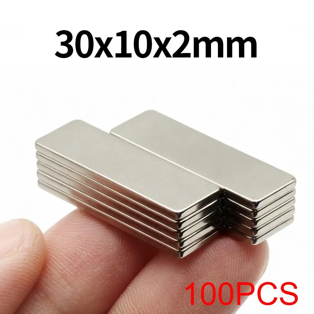 30x10x2mm Supersterke Neodymium-magneet N35 NdfeB Permanente magnetische imanes Blok Krachtige magneten Koelkast