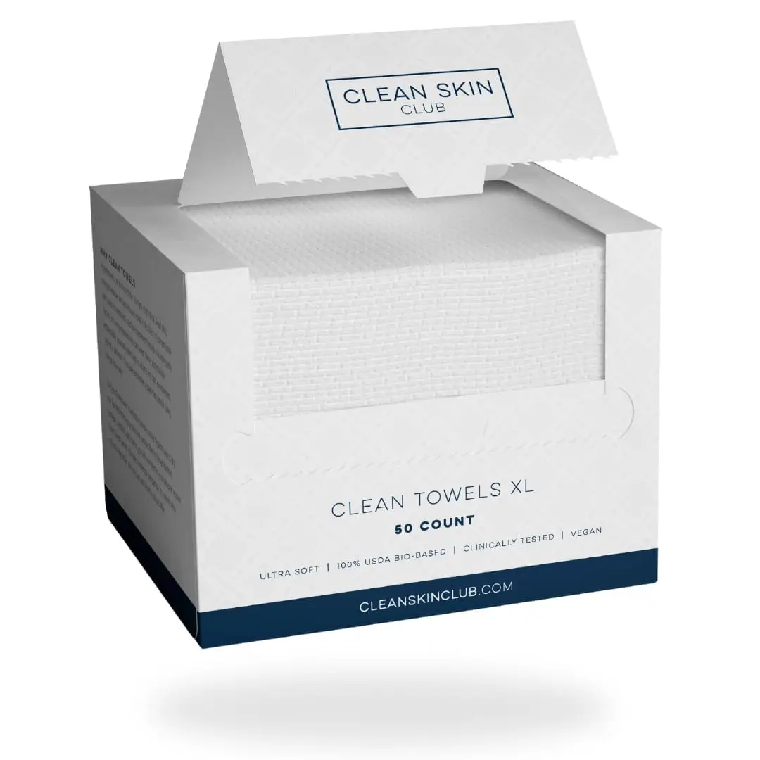 Clean Skin Club Clean Towels XL™, Biobased Face Towel, Disposable Face Towelette, Makeup Remover Dry Wipes, Ultra Soft,1 Pack