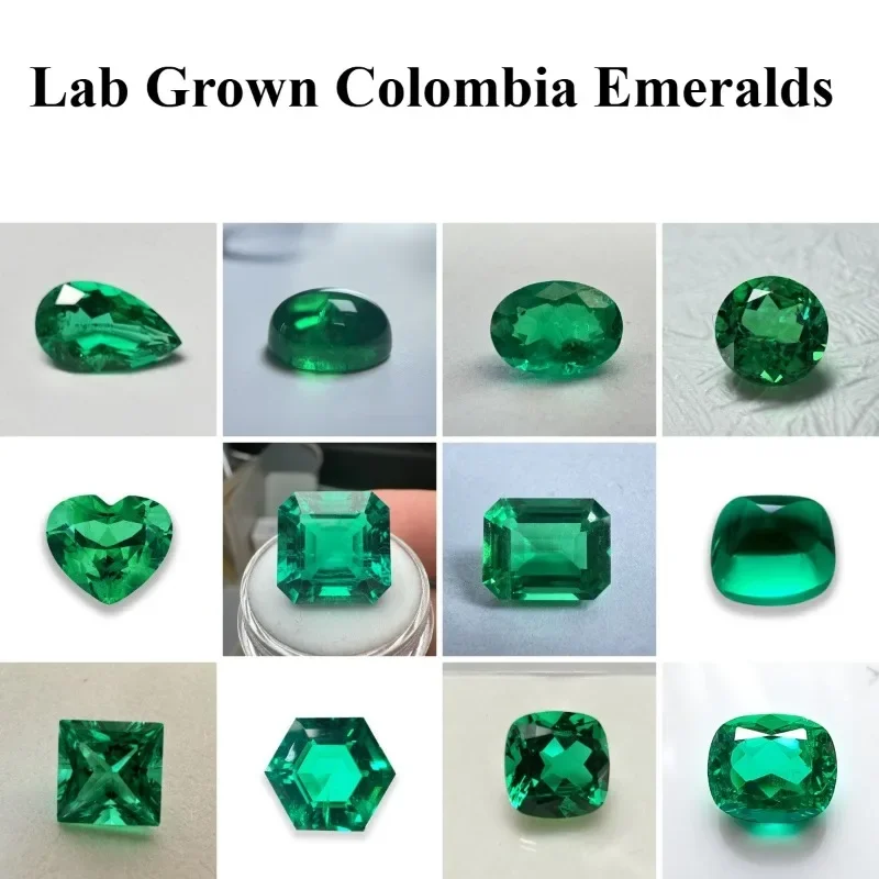 

Lab Grown Colombia Emeralds Top-level Gemstone for DIY Jewelry Making Inlay Materials with AGL Certificate