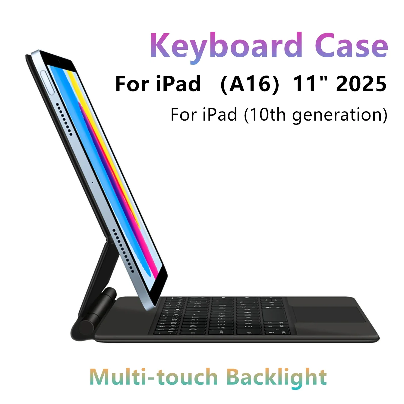 

Magic Smart Keyboard Case for iPad 11 Inch 2025 11th 10th Generation Folio Magnetic Cover with Multi-Touch Backlight A3354 A3355