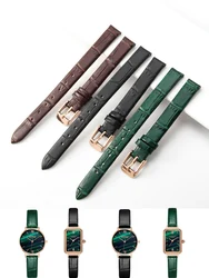Genuine Leather Watch Band For Longines Tissot EBOHR CK 8mm 10mm Rose Gold Pin Buckle Soft Cowhide Bracelet Female Accessories