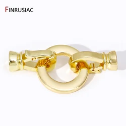 18K Gold Plated Brass Round Pearl Clasps Connector Fastener,Closure Lock Clasps For DIY Jewelry Making Findings Supplies