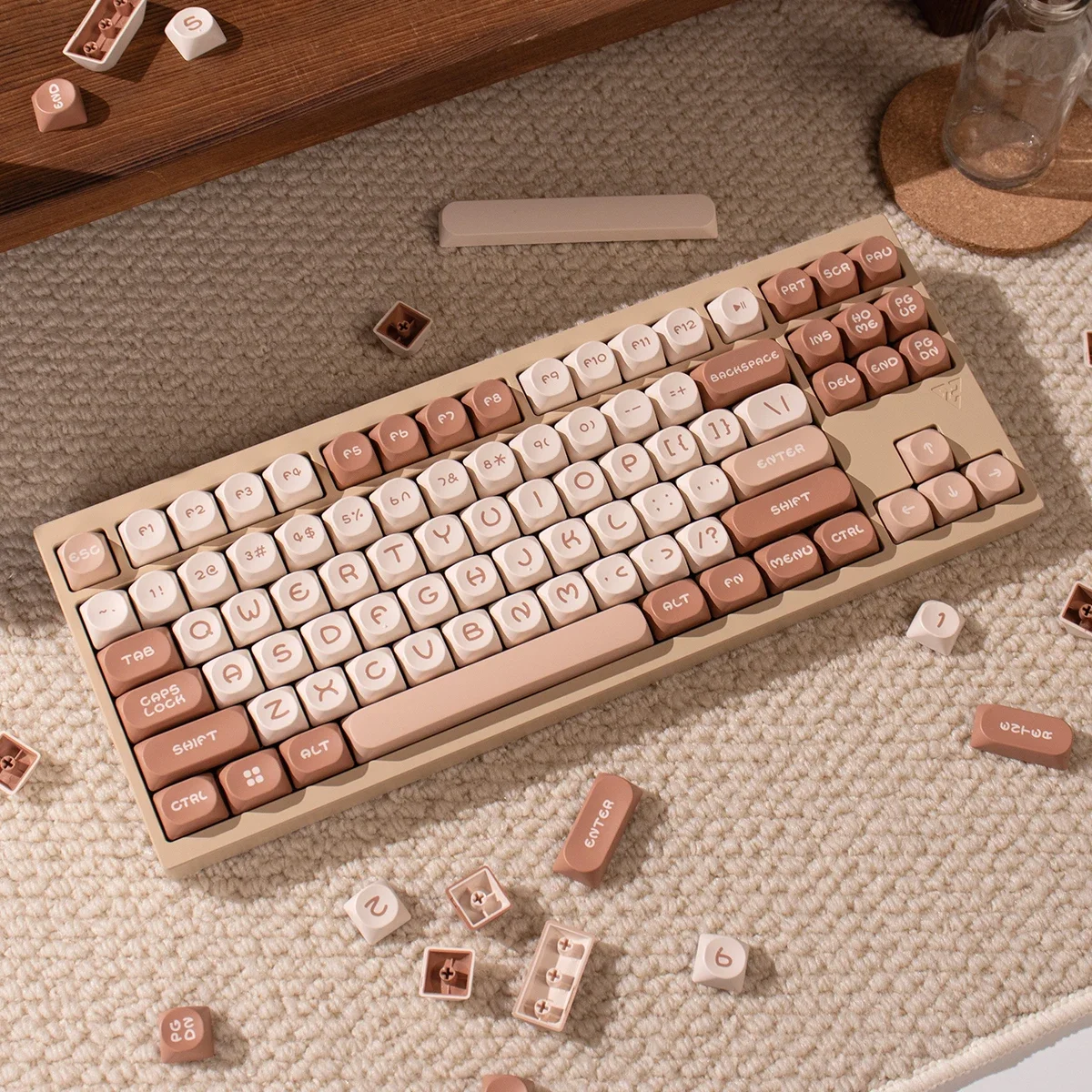 Imagem -04 - Moa-teclado Mecânico Rosa Verde Marrom 130 Chaves Pbt Tiro Duplo 64 68 75 84 96 980 100 Girls Gift Gk61 Anne Pro 2