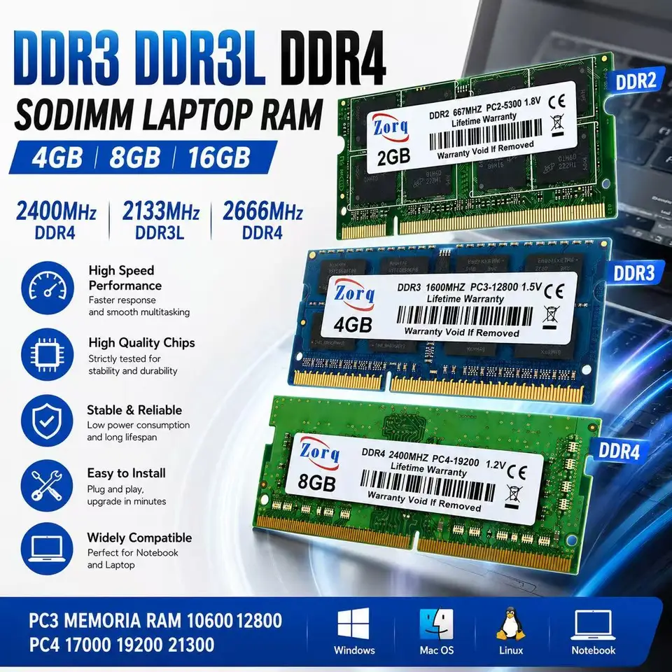 DDR3 DDR3L DDR4 8GB 4GB 16GB 2400 2133 2666Mhz Sodimm PC3 Memoria