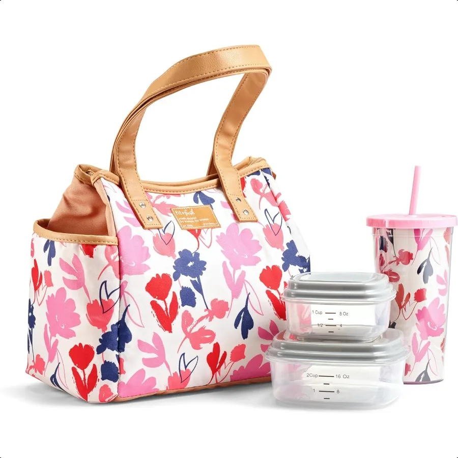 

Fit Fresh Lunch Bag For Women Insulated Womens Lunch Bag For Work Leakproof StainResistant Large Lunch Box For Women With Conta