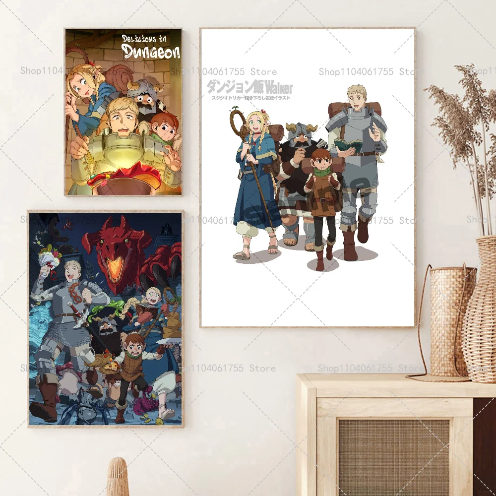 1PC Anime Dungeon Meshi Poster Self-adhesive Art Waterproof Paper Sticker Coffee House Bar Room Wall Decor