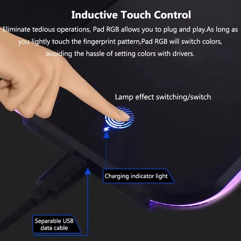 RGB mouse pad with wireless charger  15W quick charge Non-Slip Ultra-Smooth Surface Keyboard Mat for PC gaming mousepad
