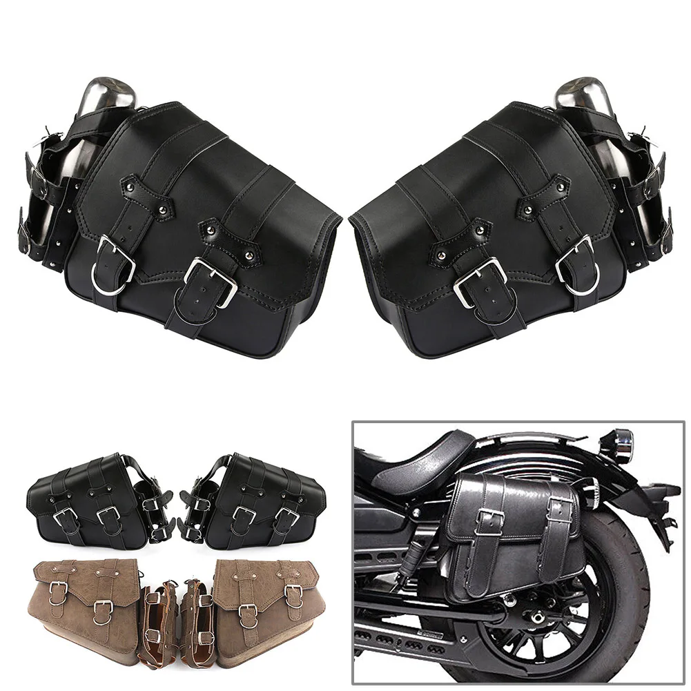 

Left+Right 2Pcs Motorcycle Side Saddle Bags Tool Bag For Harley Sportster For Indian Scout Sixty Bobber For Honda Shadow Rebel