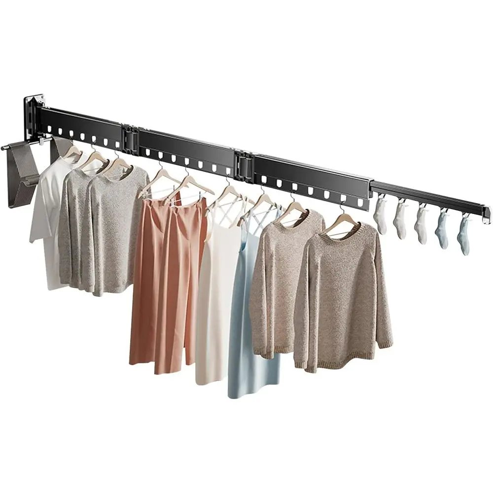 

Выдвижная сушилка для белья для дома и улицы с настенным креплением и отверстиями для подвешивания