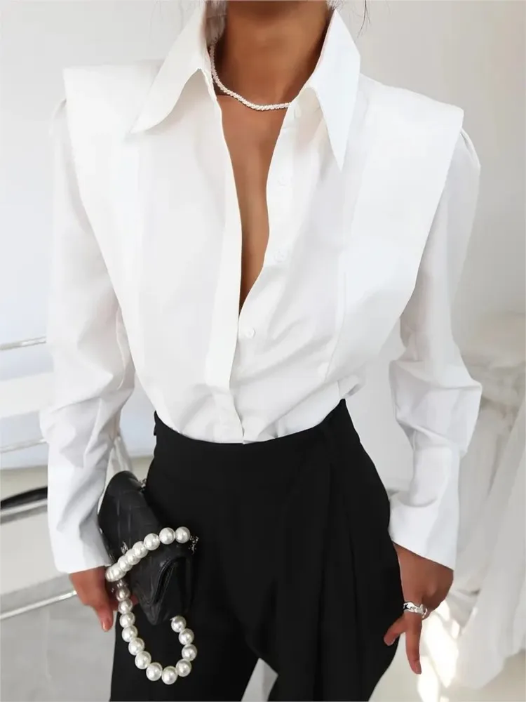 Autumn New White Shirt Women's Fashion Elegant Casual Long Sleeve Shirt Tops Holiday Party Womens Tops And Blouses Women Clothes