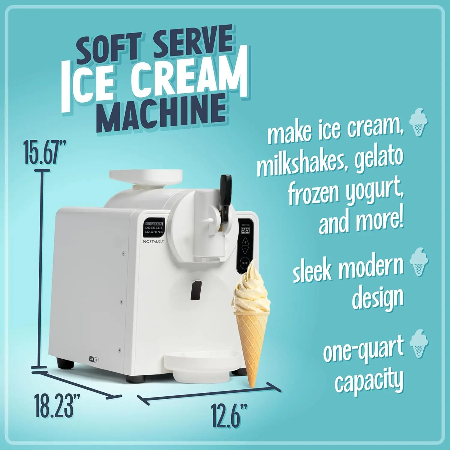 Dispensing Soft Serve Ice Cream Machine - Ice Cream Maker per Frozen Yogurt, sorbetto, bevande e altro in pochi minuti-Display a LED