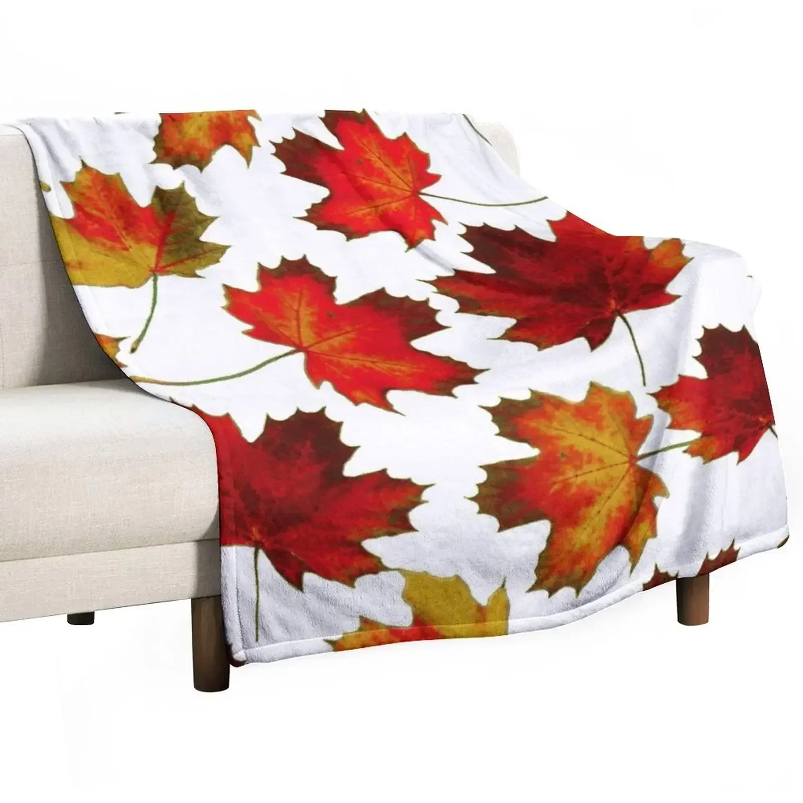 Autumn photo motif leaves, great autumn friends outfits, popular leaf patterns Throw Blanket Plaid Decorative Sofa Blankets