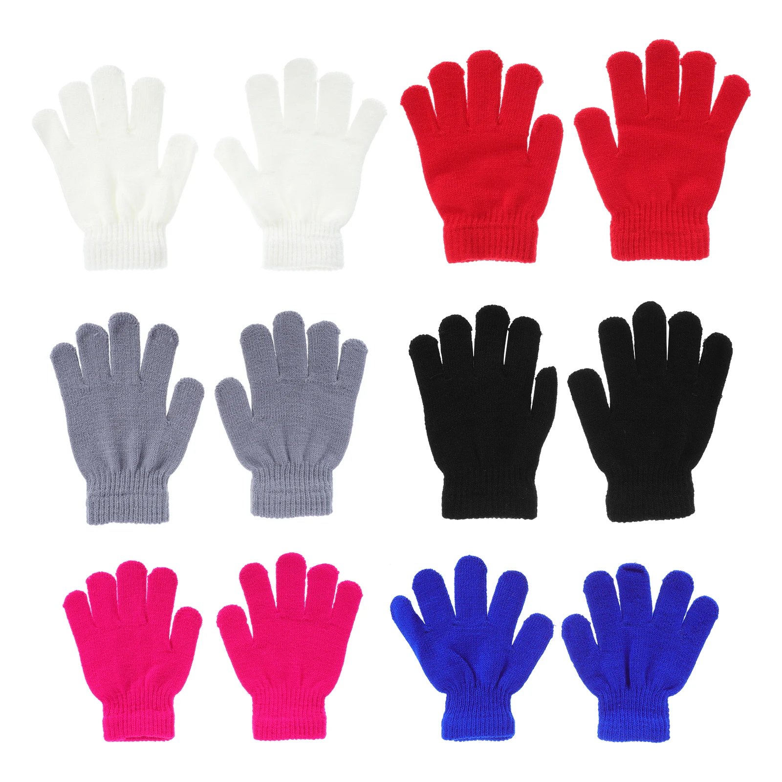 

6pcs Creative Simple Gloves For Kids Winter Warm Full Finger Mittens Supple Cold-Proof Outdoor Indoor Gloves Fashion Practical
